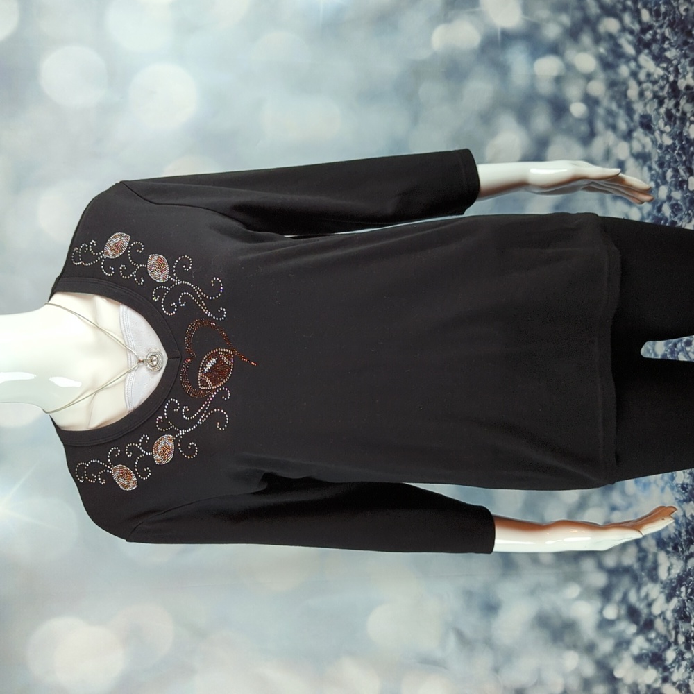 Morning Sun sz M Football themed Cotton Blend Top with Football Bling